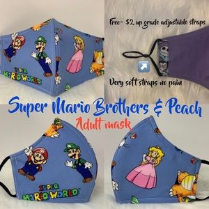 Super Mario Brothers and Peach Adult face mask